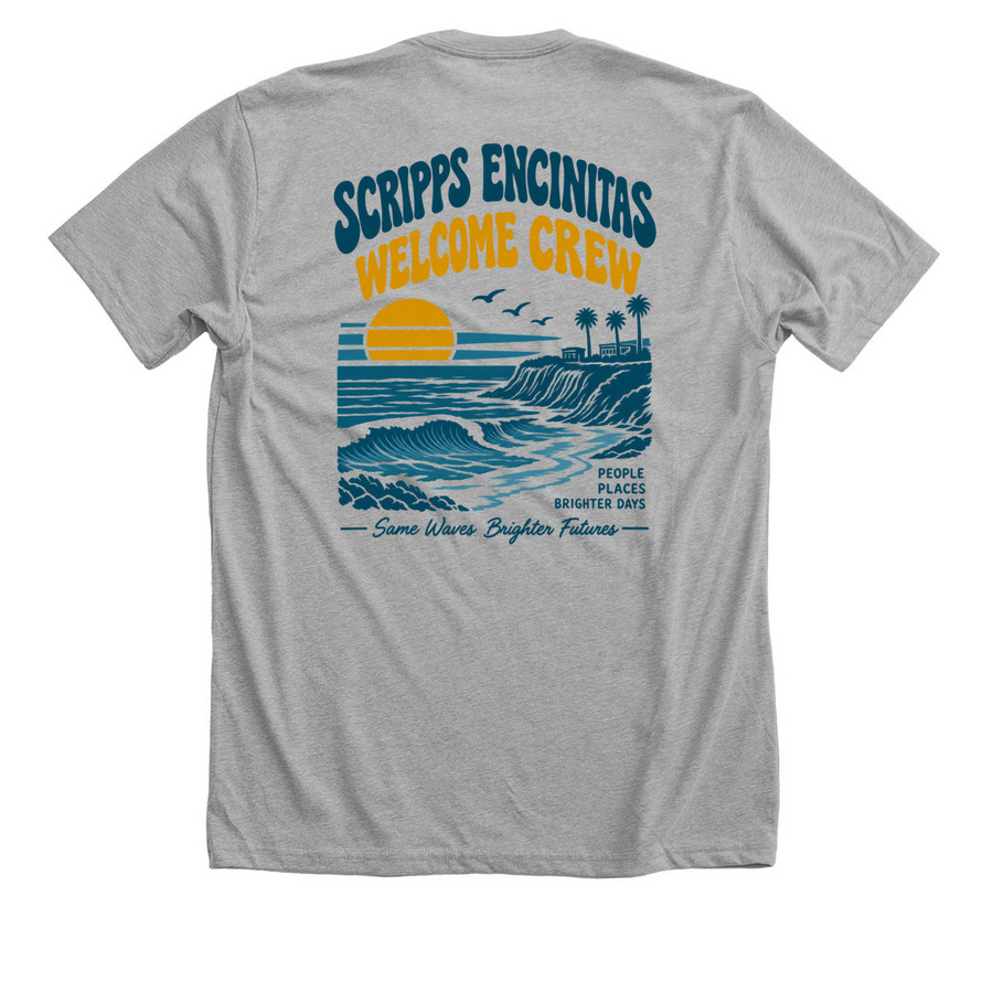 Scripps Encinitas - Welcome Team, a Athletic Heather Premium Unisex Tee (back-view)