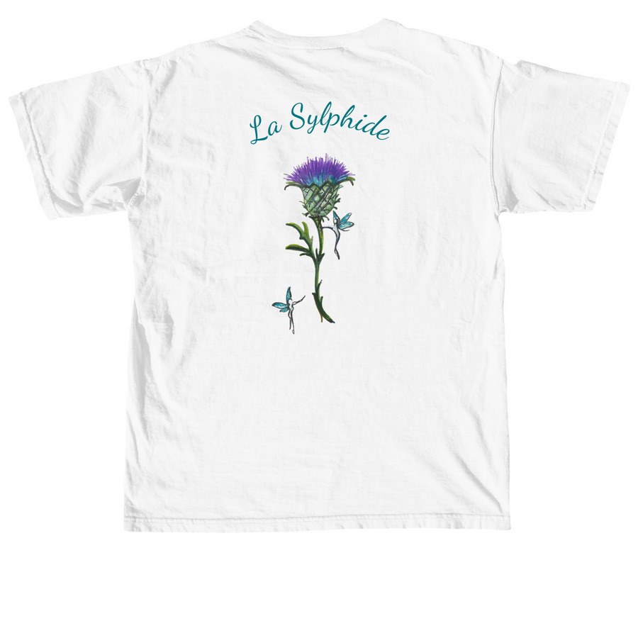 La Sylphide, a White Comfort Colors Unisex Tee (back-view)