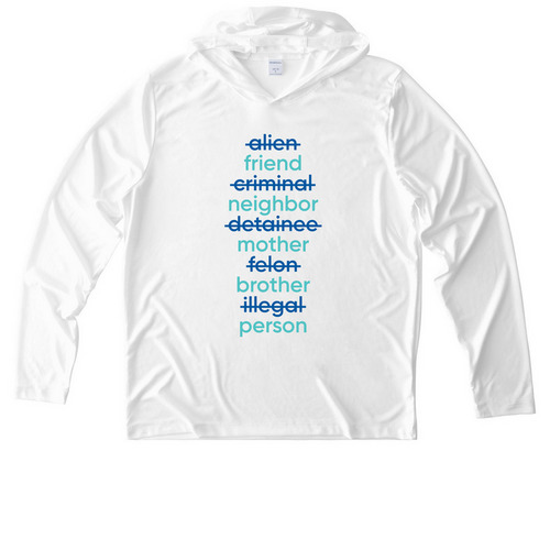 PF Immigration Edition, Lightweight Hoodie, a White UV Performance Long Sleeve Hoodie