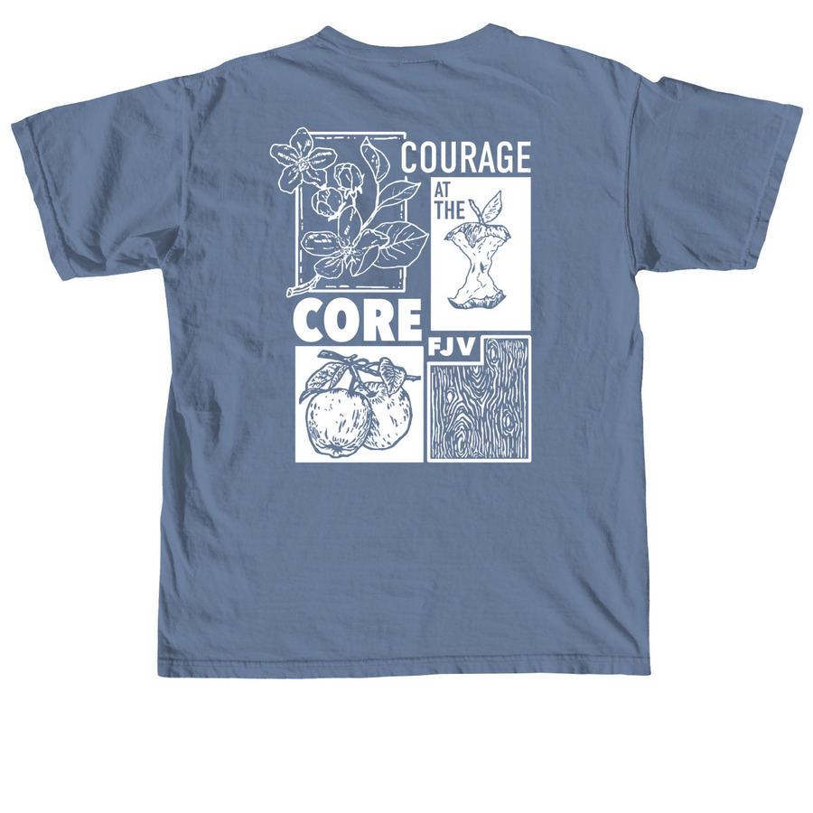 Courage at the Core - White, a Blue Jean Comfort Colors Unisex Tee (back-view)