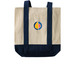 CVSM Logo Tote, a Natural/Navy Two-Tone Grocery Tote Bag