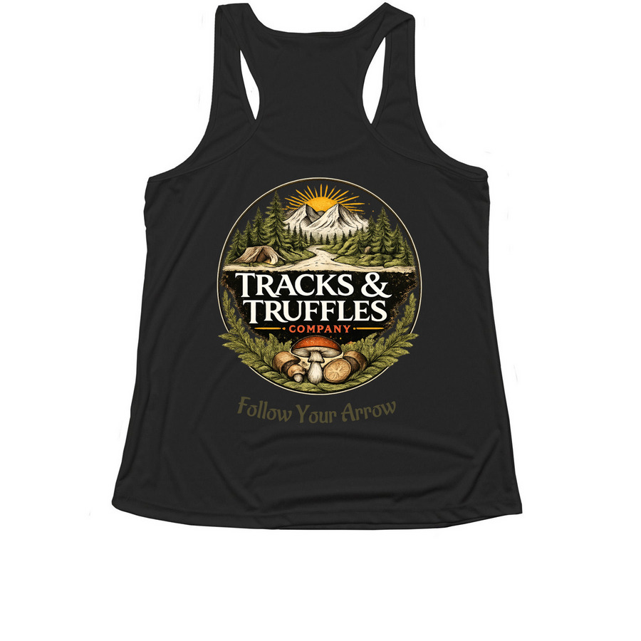Tracks & Truffles Co. ? Trailborn Apparel, a Black Women's Performance Tank (back-view)