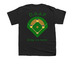 Ducks on a Pond (Blue Caps) - Baseball Shirt, a Black Youth Unisex Tee (back-view)