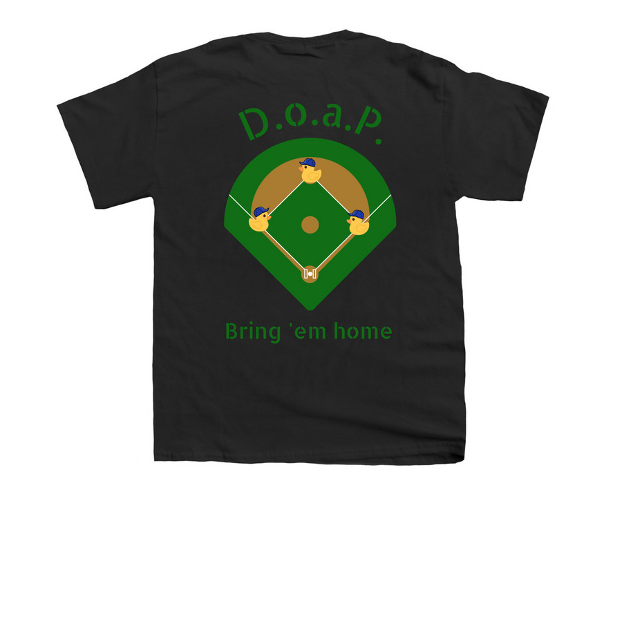 Ducks on a Pond (Blue Caps) - Baseball Shirt, a Black Youth Unisex Tee (back-view)