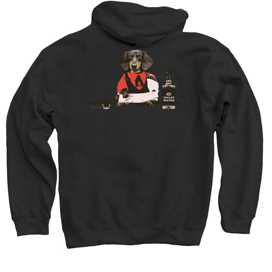 Who You callin' a Wiener?, a Black Pullover Hoodie (back-view)