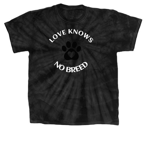 Love Knows No Breed, a Black Classic Tie Dye Tee
