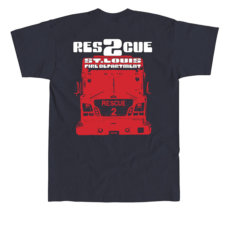 RESCUE 2 Retro, a Navy Union Made Unisex Tee (back-view)