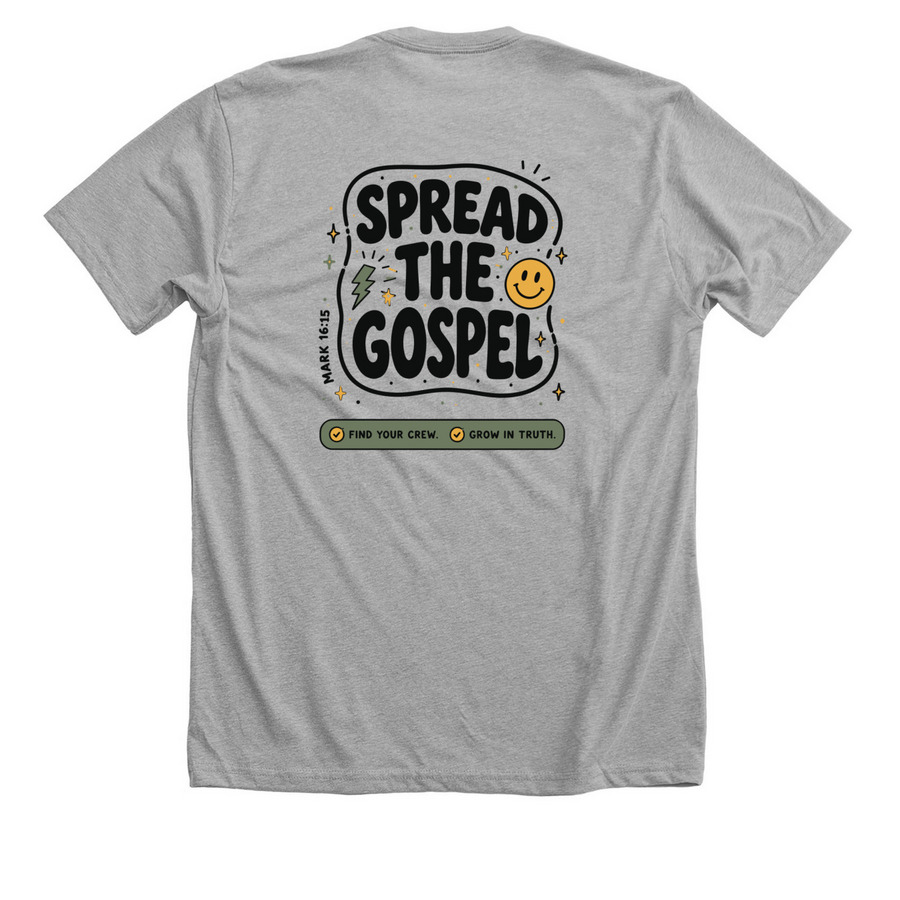 Spread the Gospel Tee, a Athletic Heather Premium Unisex Tee (back-view)