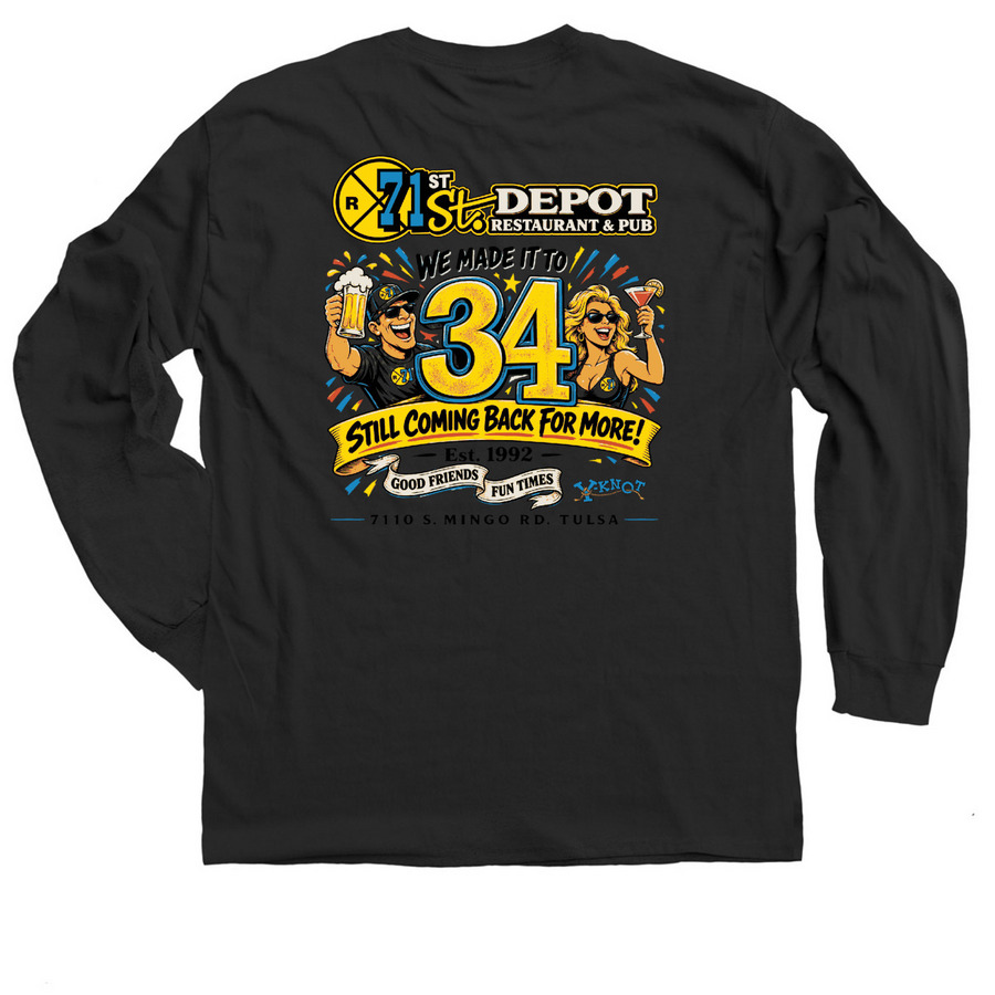 Depot 34 T-Shirt, a Black Classic Long Sleeve Tee (back-view)
