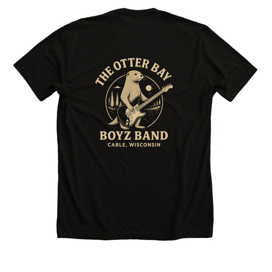 The Otter Bay Boyz Band - Mini + Full Back, a Solid Black Blend Premium Unisex Tee (back-view)
