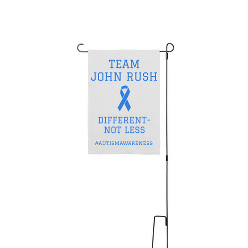 Team John Rush - Different Not Less (Yard), a White 12" x 18" Yard Flag with Stake