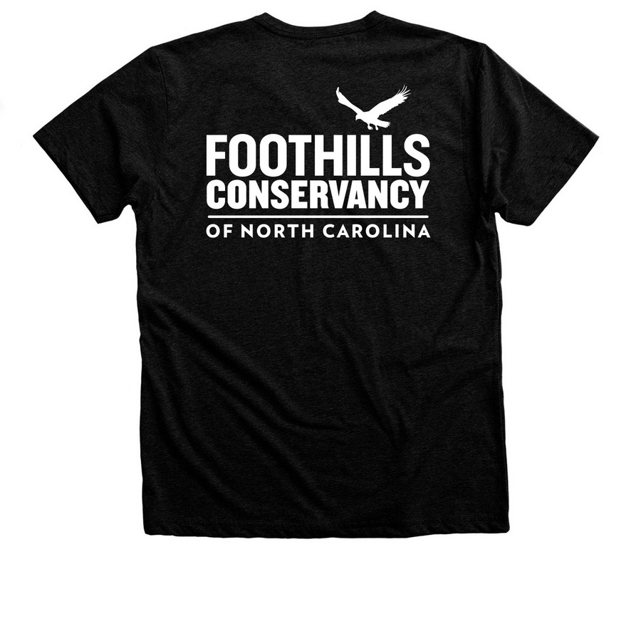 Foothills Conservancy Logo, a Black Heather Premium Unisex Tee (back-view)