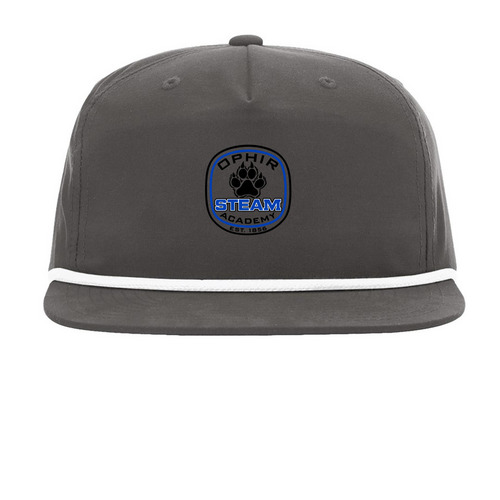 Ophir logo Snap back hat, a Charcoal/ White Printed Umpqua Snapback Cap