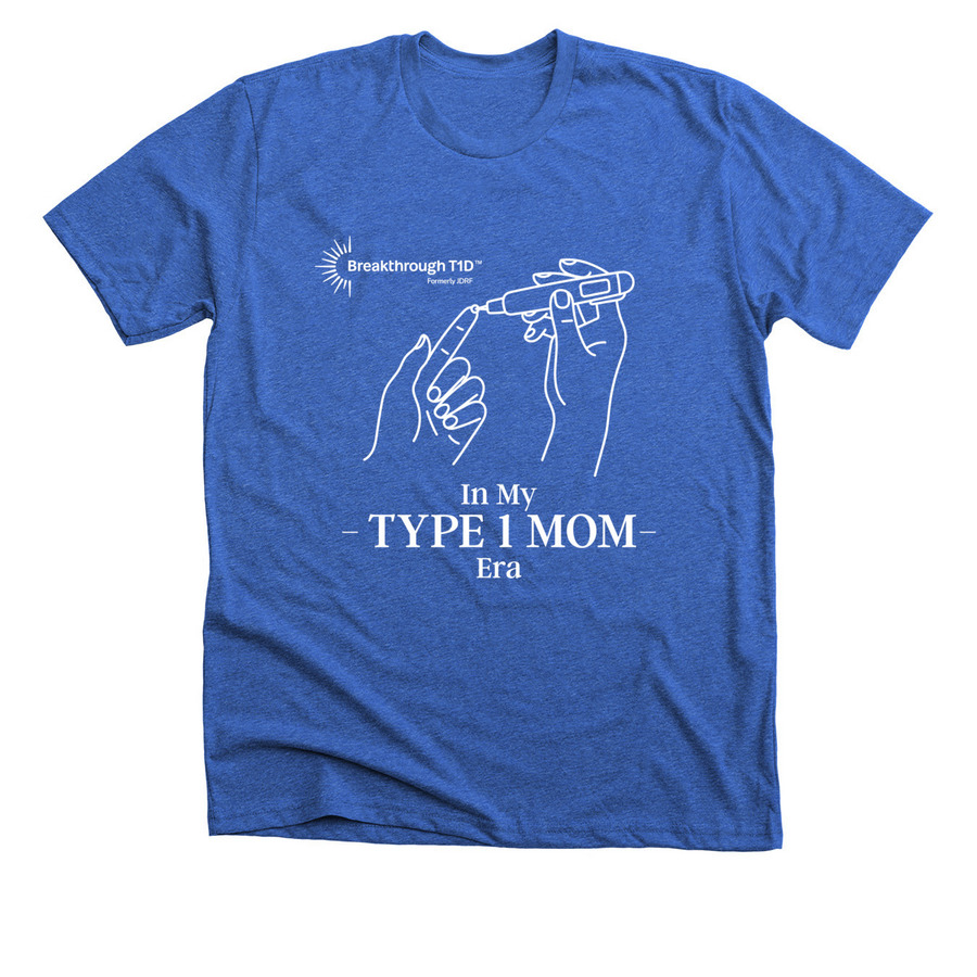 Breakthrough T1D Shirts - Type 1 Mom, a Heather True Royal Premium Unisex Tee