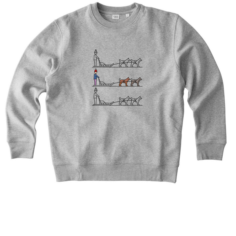 Dog Sledding Trio Collection, a Heather Grey Stanley/Stella Unisex Changer 2.0 Crewneck Sweatshirt