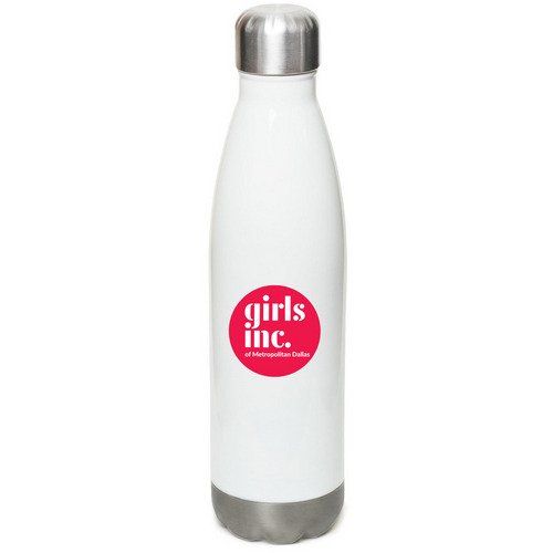 Girls Inc. Dallas Water Bottle, a White Stainless Steel Water Bottle