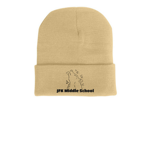 JFK Beanie (Light Colors), a Camel Printed Cuffed Beanie