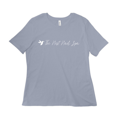 White Script Nest Shirts, a Vintage Denim Women?s Relaxed Cotton Tee