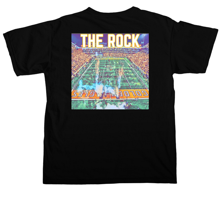 The Rock is Cookin?, a Black Comfort Colors Unisex Tee (back-view)