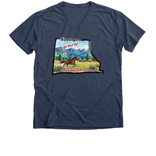 WaHo T shirts, a Heather Navy Premium V-Neck Tee