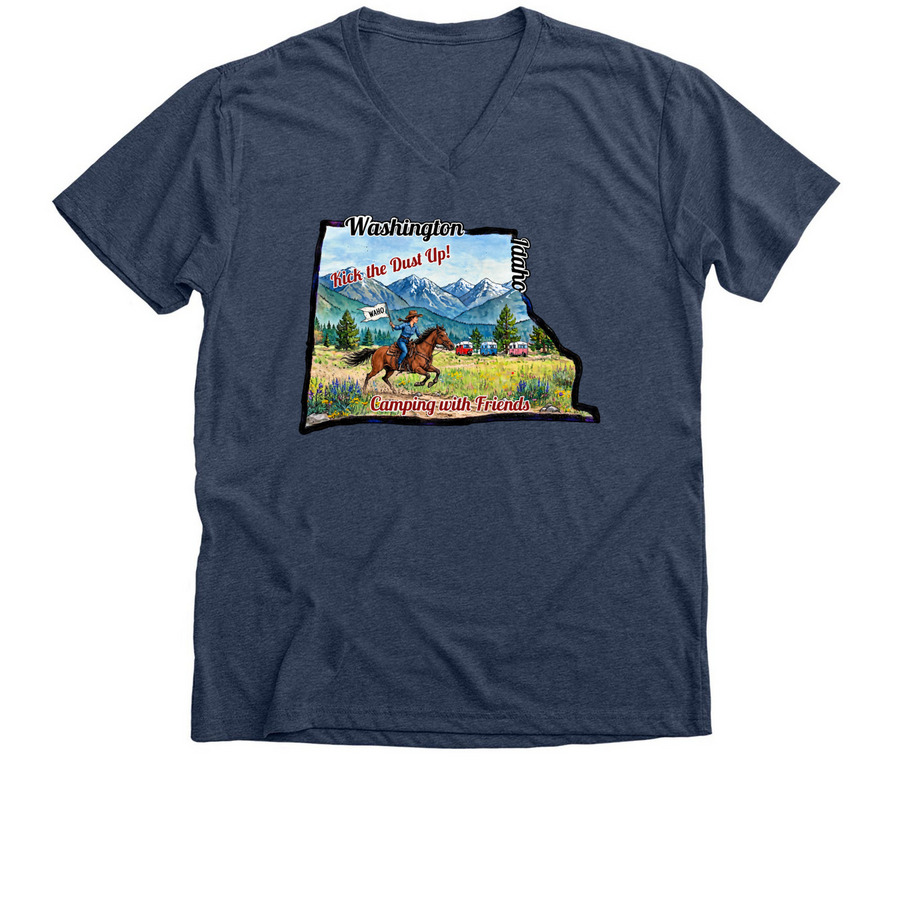 WaHo T shirts, a Heather Navy Premium V-Neck Tee