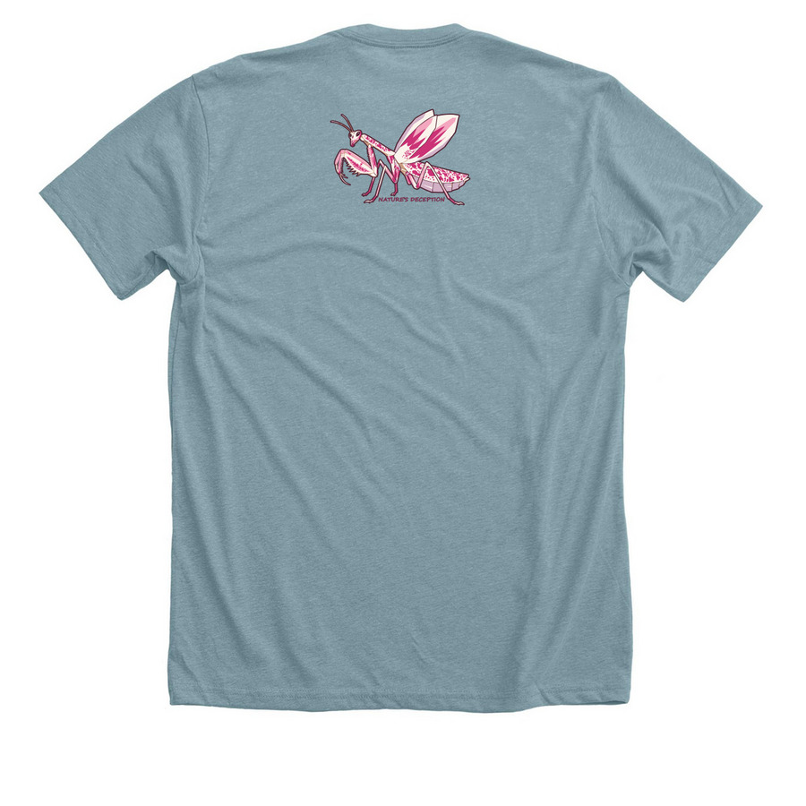 Nature's Deception, a Heather Blue Lagoon Premium Unisex Tee (back-view)
