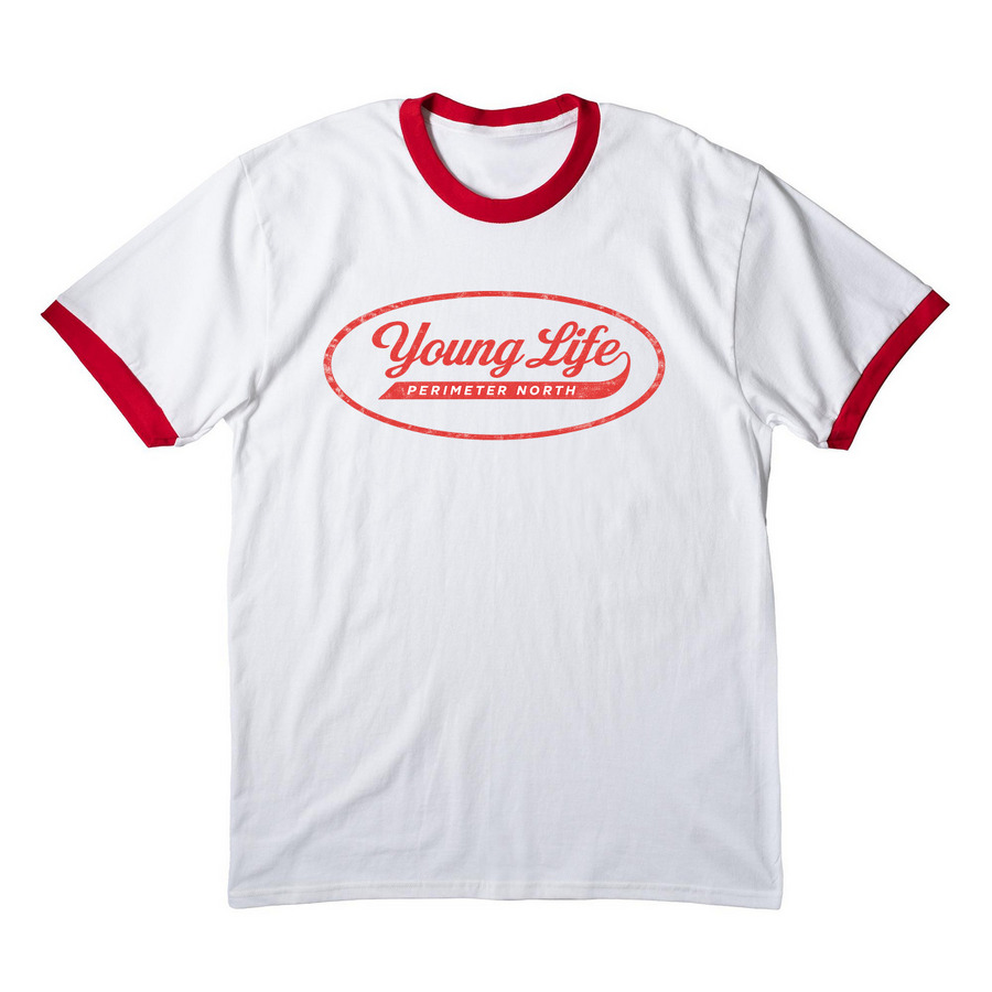 PNYL Campership Campaign Design 2, a White/ Red Cotton Ringer Tee