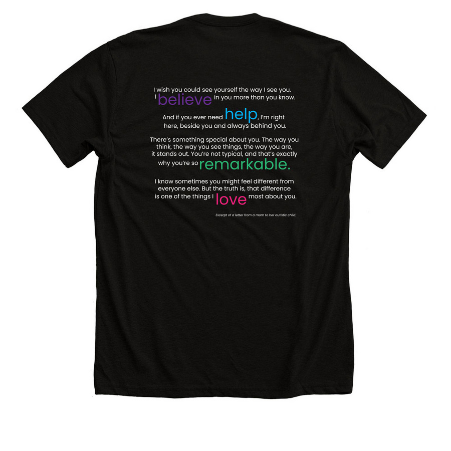 Autism Awareness Shirt Black, a Solid Black Blend Premium Unisex Tee (back-view)