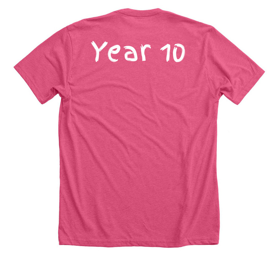 Team Crocs & Crohn's 2026, a Heather Charity Pink Premium Unisex Tee (back-view)