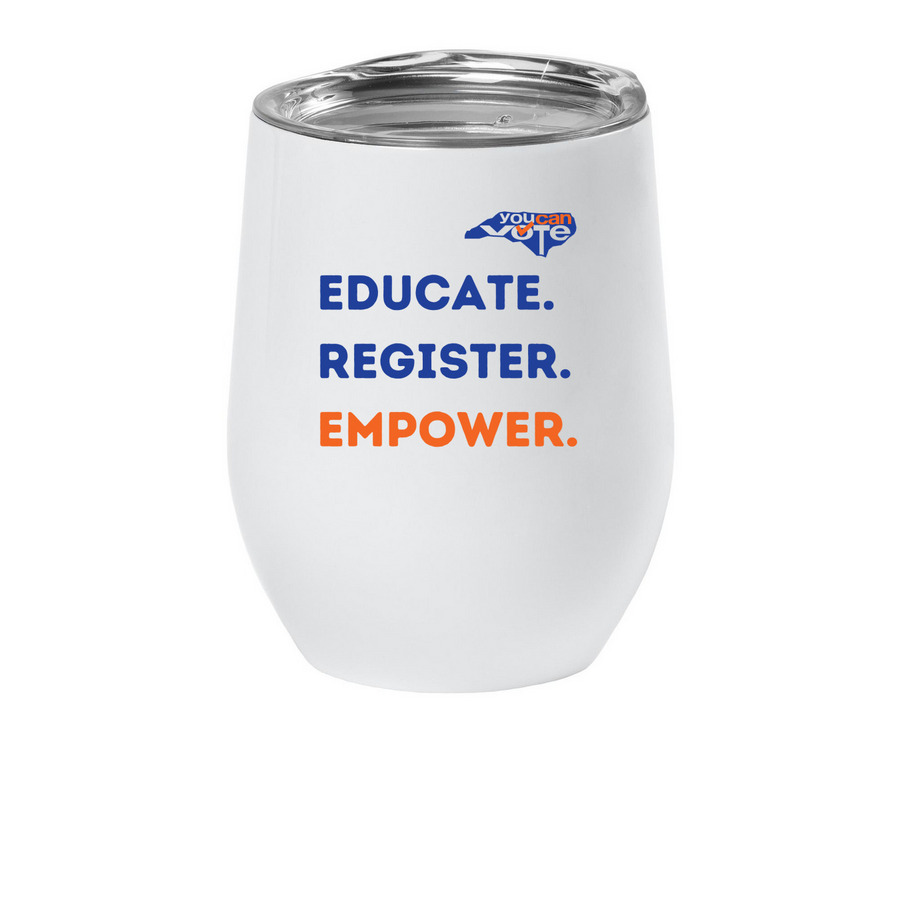 YCV Tagline Wine Tumbler, a White Insulated Wine Cup