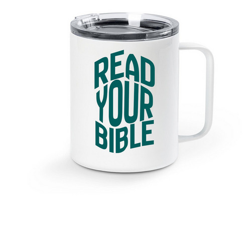READ YOUR BIBLE Travel Mug, a White Stainless Steel Travel Mug