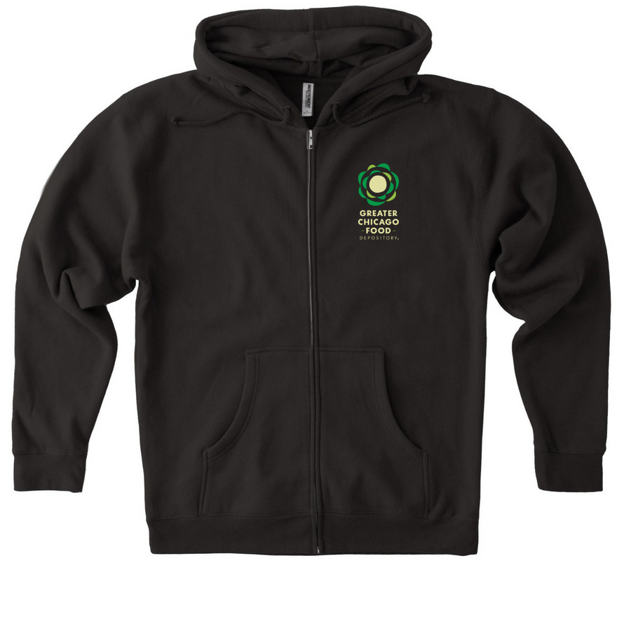 Greater Chicago Food Depository, a Black Heavyweight Zip Up Hoodie