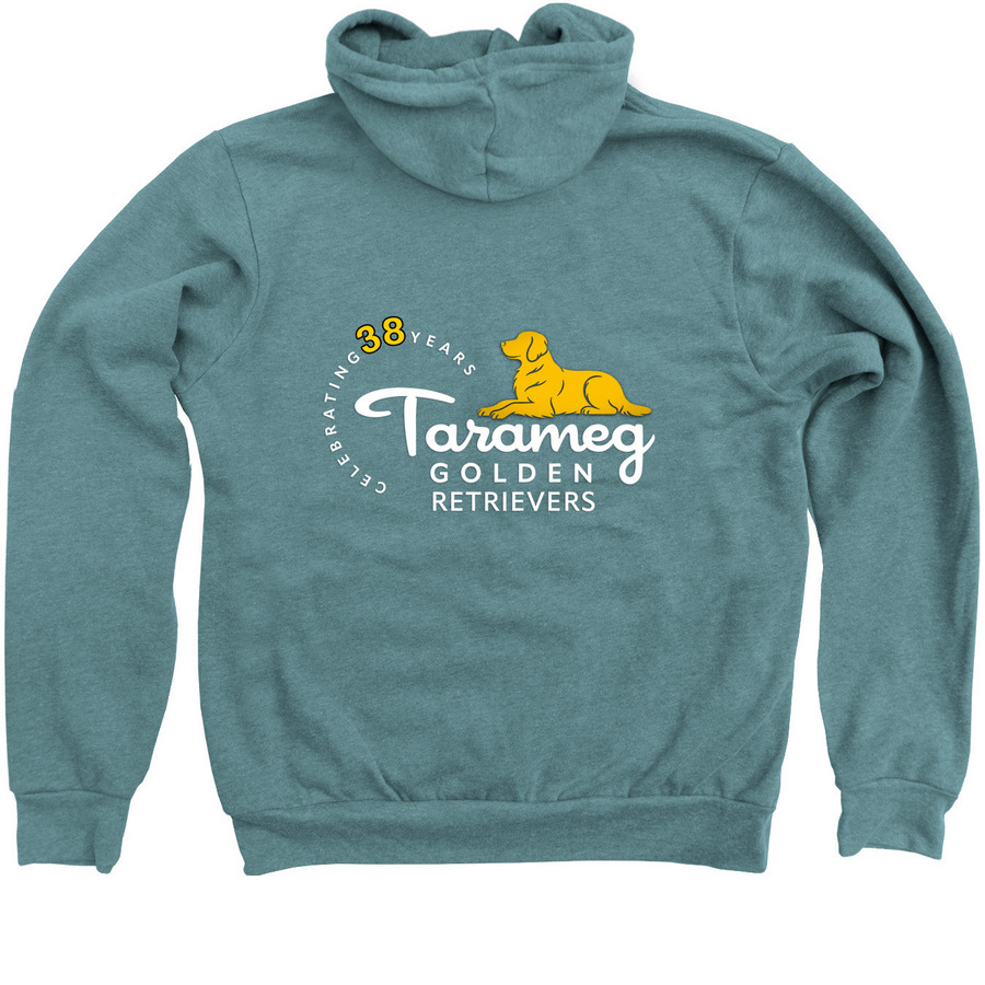 Henry?s Tarameg White Logo, a Heather Deep Teal Zip Up Hoodie (back-view)