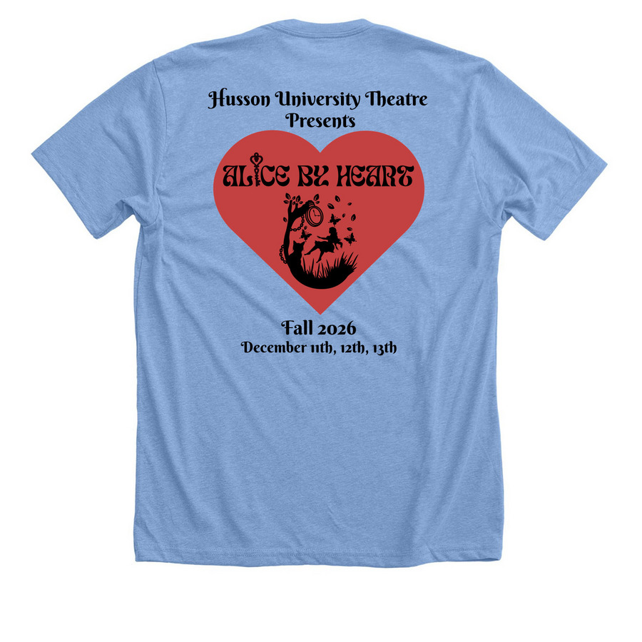 Crew Shirt Alice by Heart, a Heather Carolina Blue Premium Unisex Tee (back-view)