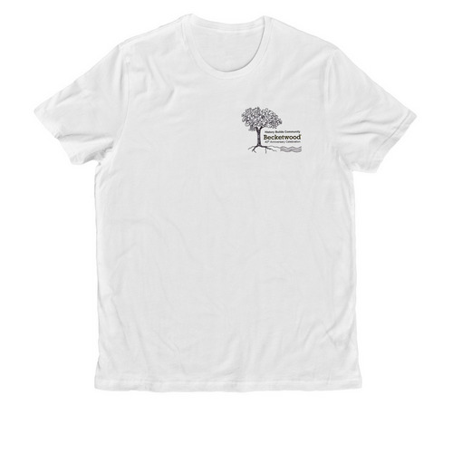 40-Year Logo in Tee-Shirt or Full-Zip Hoodie, a Bright White Allmade Organic Cotton Unisex Tee