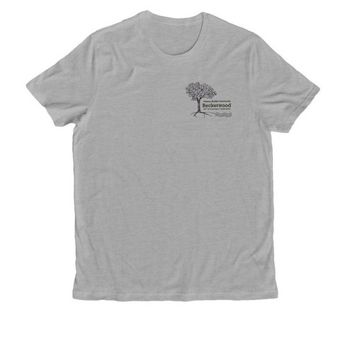 40-Year Logo in Tee-Shirt or Full-Zip Hoodie, a Granite Grey Heather Allmade Organic Cotton Unisex Tee