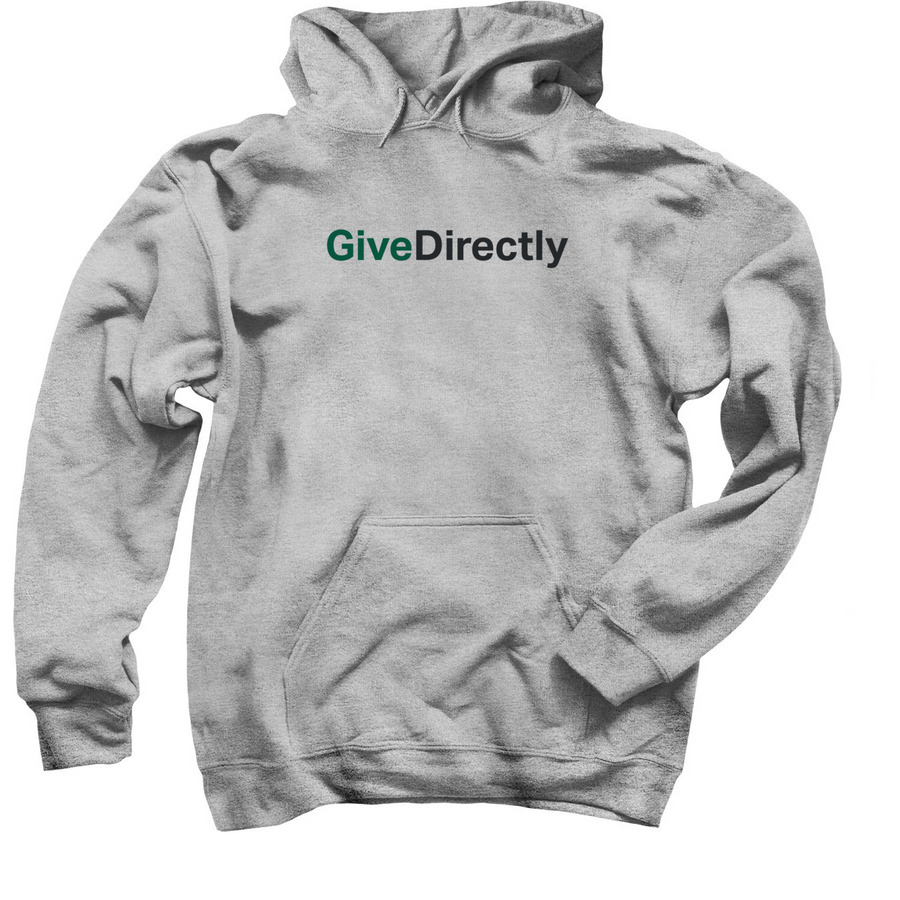 GiveDirectly Shirt - Green & Black Logo, a Sport Grey Pullover Hoodie