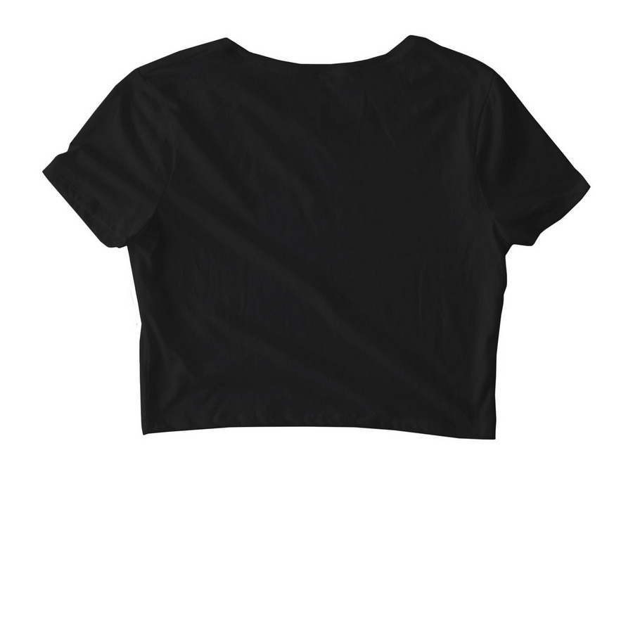 Purple Lettering Retro, a Black Women's Fitted Cropped Tee (back-view)