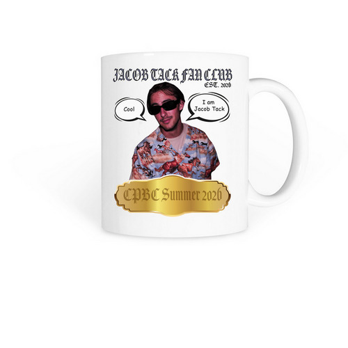 Jacob Tack Fan Club Mugs, a White Coffee Mug