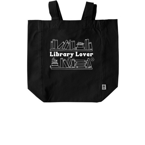 Library Lover Tote, a Black Recycled Cotton Tote Bag