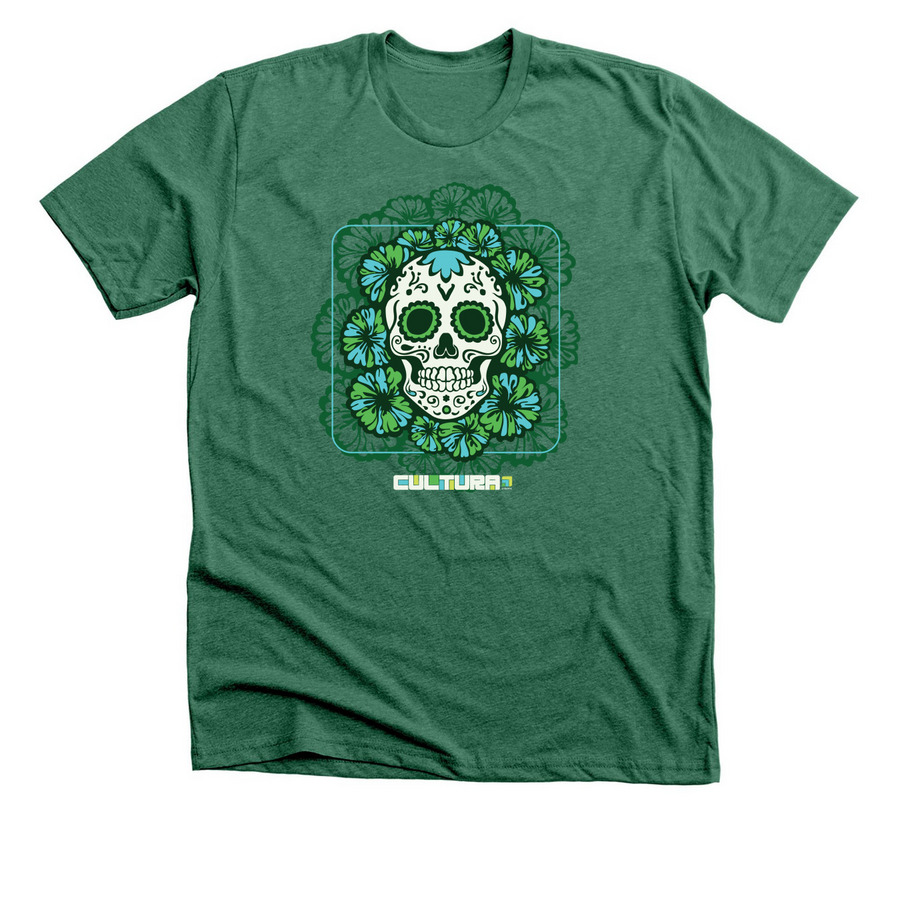 Dia de los Muertos by Cultura - HHM2026 II, a Heather Grass Green Premium Unisex Tee