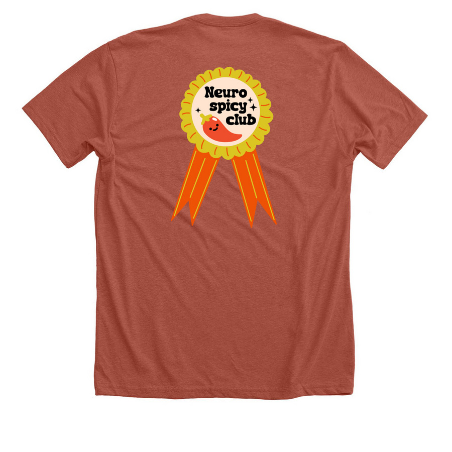 Neuro Spicy Club, a Heather Clay Premium Unisex Tee (back-view)
