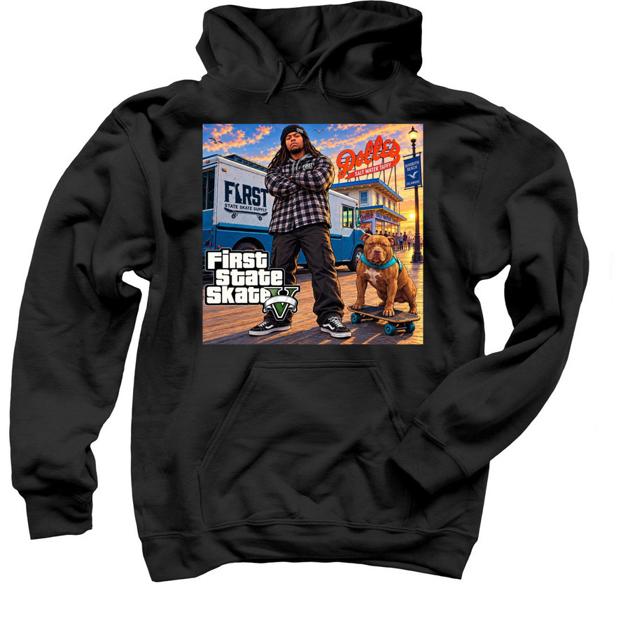 GTA REHOBOTH BEACH, a Black Pullover Hoodie
