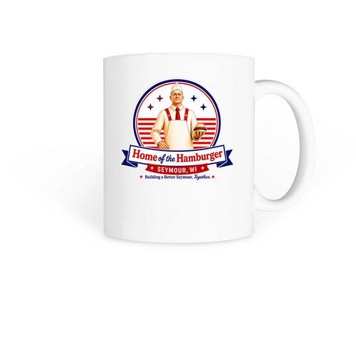 Home of the Hamburger&nbsp;, a White Coffee Mug