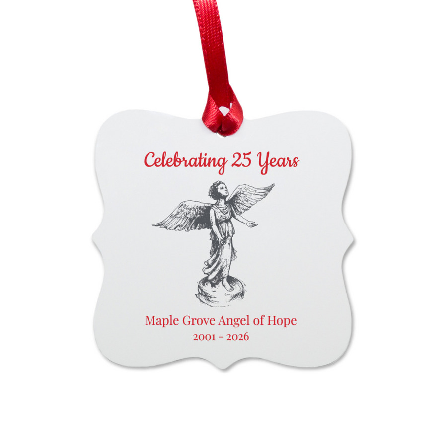 25th Anniversary Ornament, a White Aluminum Square Ornament