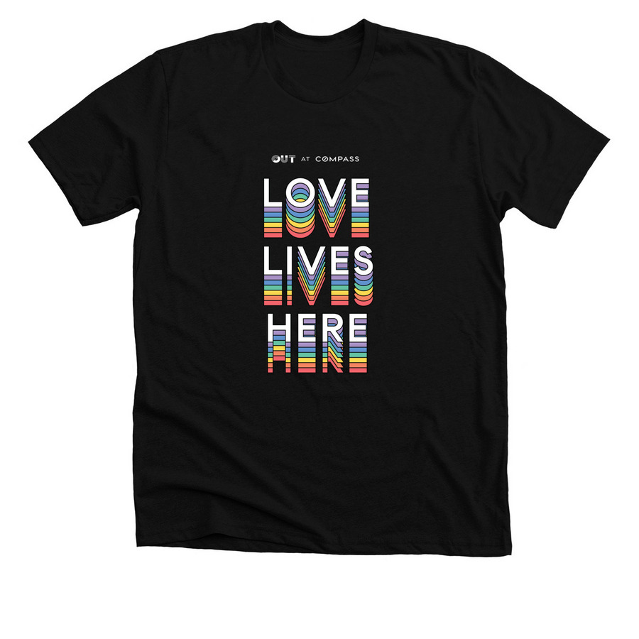 Love Lives Here-Equality Is My Compass- Black, a Solid Black Blend Premium Unisex Tee