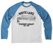 EST. 1975, a Azure Blue/ Bright White Allmade Eco Triblend Colorblock Raglan Long Sleeve Tee