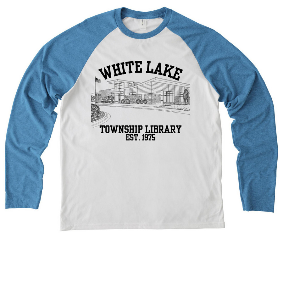 EST. 1975, a Azure Blue/ Bright White Allmade Eco Triblend Colorblock Raglan Long Sleeve Tee