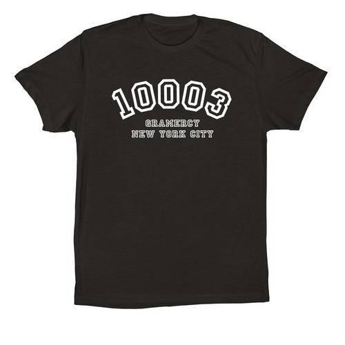 10003 Varsity White, a Black Premium Cotton Tee