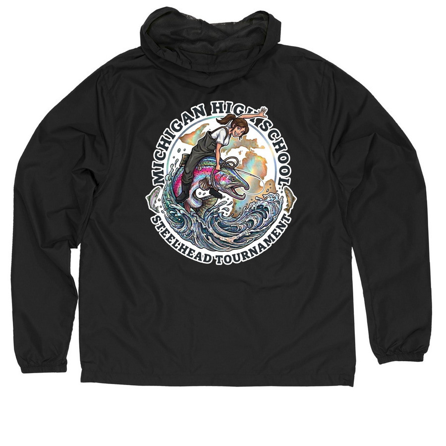 MHSST Jacket Logo Front/Back - Female, a Black Quarter-Zip Windbreaker (back-view)